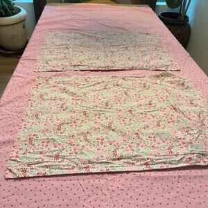 Ikea Queen Duvet Cover & 2 Pillow Shams Rosali Paisley Pink Polka Dot Reversible